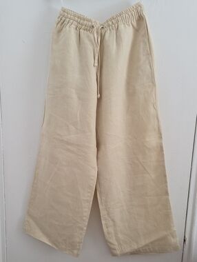 Faithfull the Brand Cream Wide-Leg Drawstring Trousers